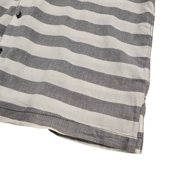 INC International Concepts Shirt Men XL Gray White Stripe Short Sleeve Button-Up - Picture 2 of 6